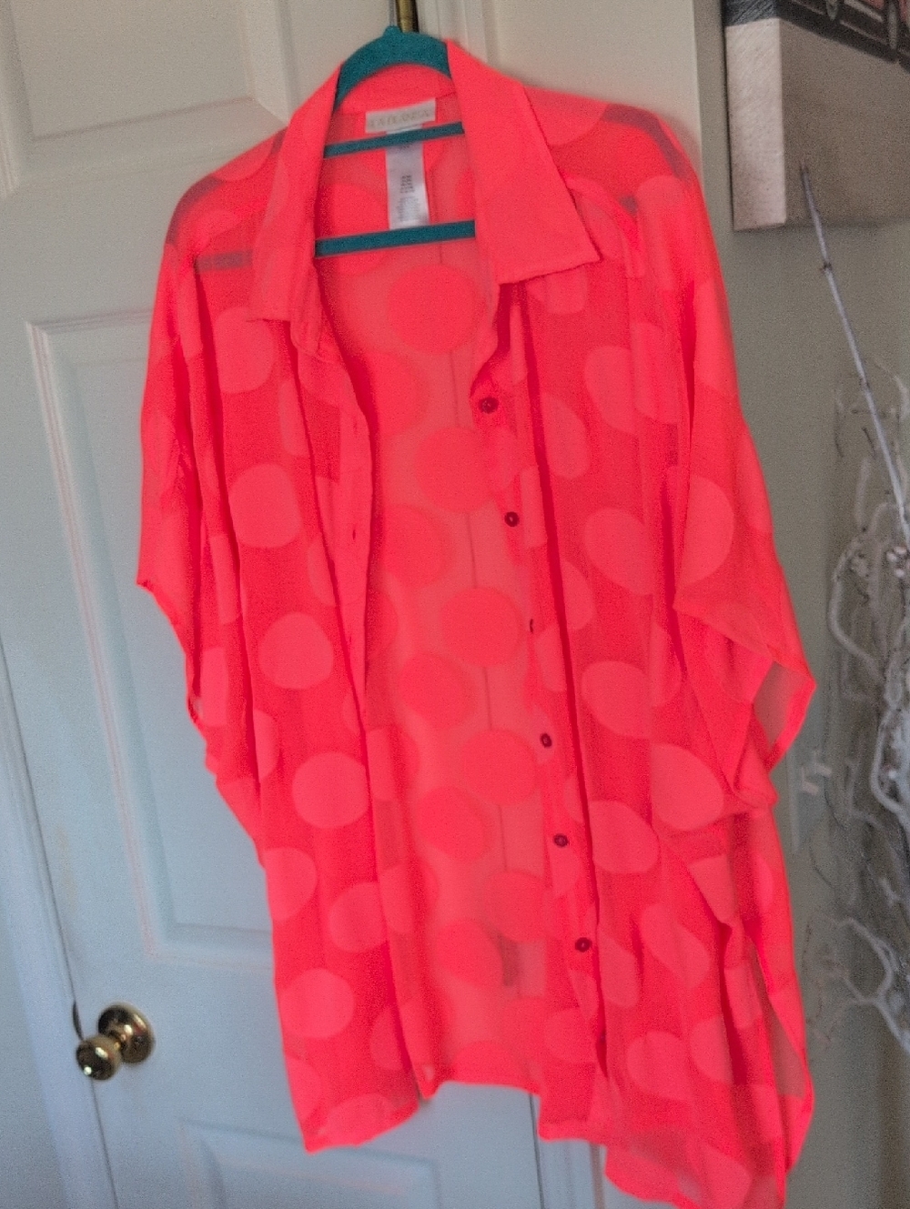 La Blanca Neon Coral Sheer Cover-Up